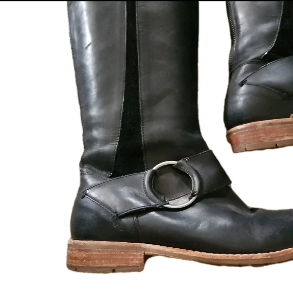 OluKai Womens Black Leather Holo Lio II Tall Boots 7